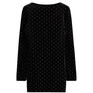 H&M Holiday Black Velvet Studded Long Sleeve  Mini Dress Size Medium